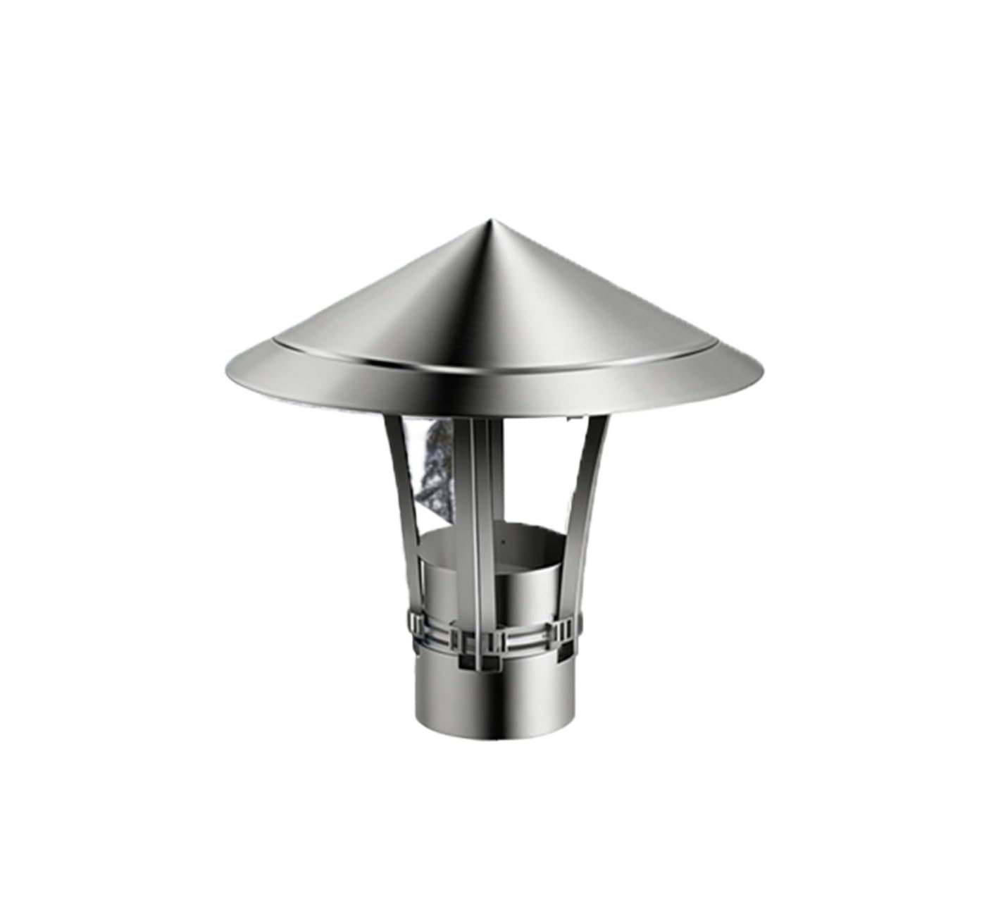 201 Stainless Steel Adjustable Chimney Cap Weatherproof Cone Top Rain Guard for Roof Vent Exhaust Duct(7.0 inch)