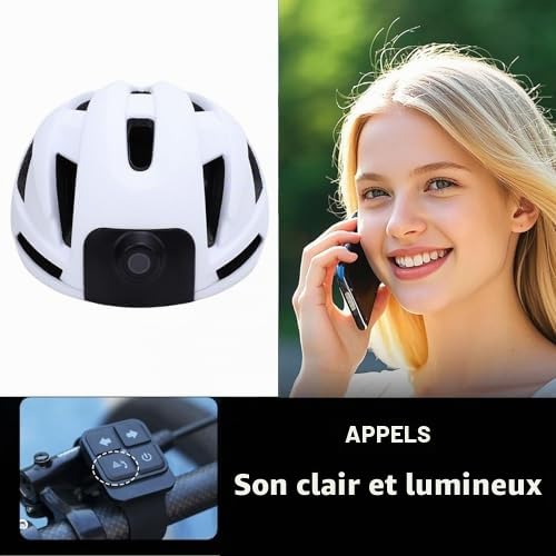 Garsent Casque de Vélo, Casque Bluetooth Intelligent avec Caméras, Enregistreur Vidéo HD Avant et Arrière 1080p, Casque de Cyclisme Intelligent WiFi avec Lecteur de Musique Léger Arrière