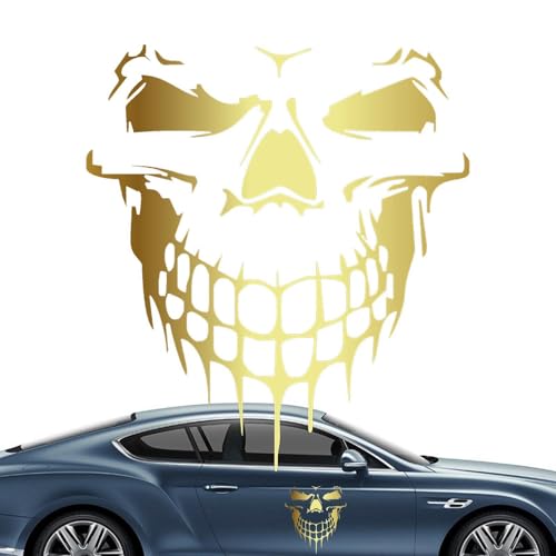 Autocollant de voiture en forme de tête de mort – Autocollants réfléchissants et imperméables en vinyle pour capot de voiture – Autocollant latéral...