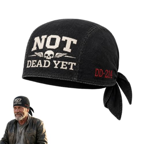 Not Dead Yet Skull Cap Patriotic Veteran DD-214 Vintage Motorcycle Headscarf Biker Caps Elastic Fit Bandana Do Rags (Black)
