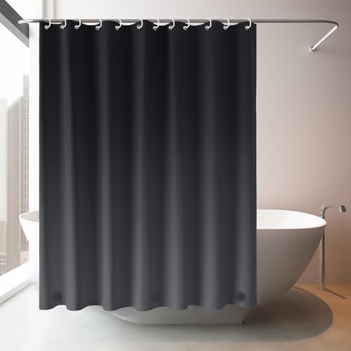 Duschvorhang Set 120x180 Cm Schwarz – Wasserdicht, Polyester, Mit Ringen
