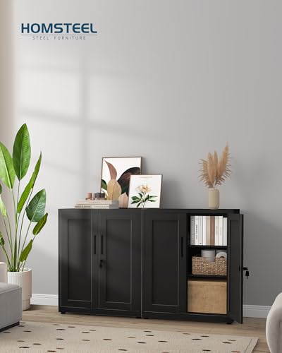 Armoire de rangement en métal noir structure renforcée au design minimaliste et industriel - 3