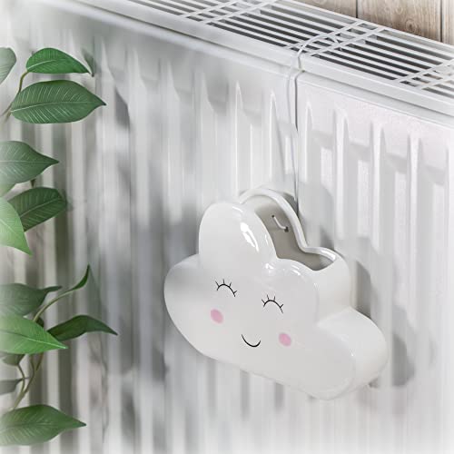 COM-FOUR® 3x Humidificateur d'air chauffé - Évaporateur d'eau de chauffage, céramique, forme nuage - 300 ml