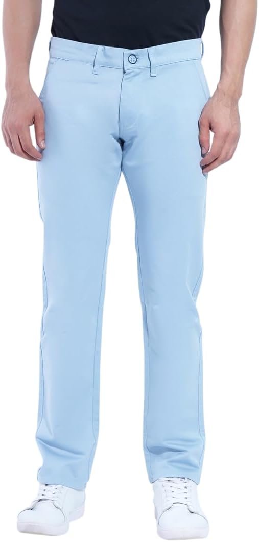 Men's Regular Fit Straight Leg Trousers, Solid Pattern, 5 Pockets, Standard Length