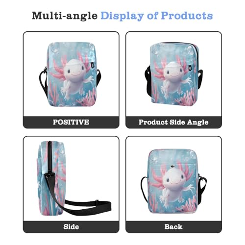 Crossbody Bag Cute Axolotl Undersea Messenger Bag for Women Men Purse Shoulder Bag Satchel Bag with Adjustable Strap 214B88594