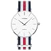 ToFuture Drive Travel Fashion Men/Women Unisex Stripe Nylon Band Quartz Watch 30M Waterproof Silver White