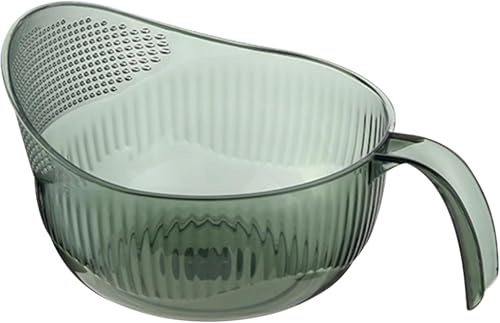 Image of Large Rice Washing Bowl - Multi-Functional Strainer & Rinsing Colander Washer Vegetable Fruit Pasta Sieve & Serve Drainer Practical and Popular Steamer Basket Green
