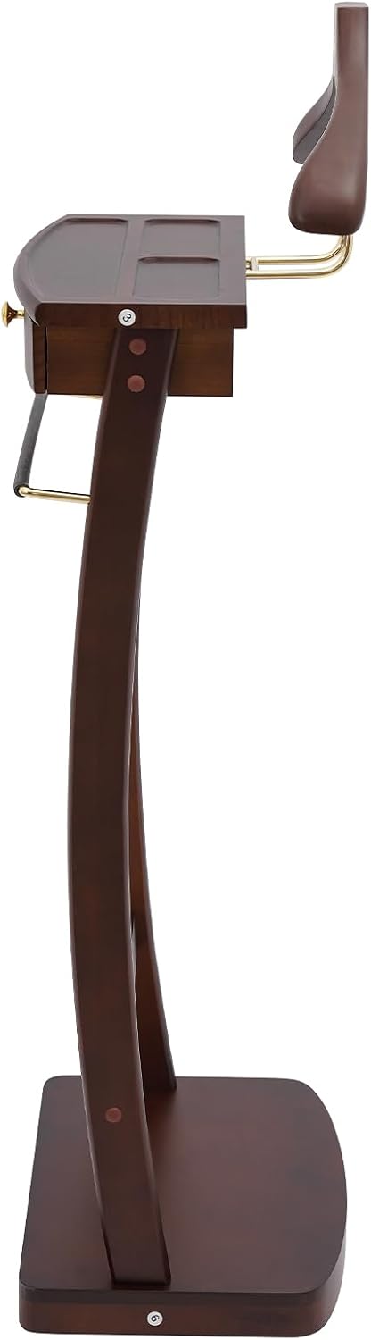 Cashewnuts Mens Suit Valet Stand Clothes Valet Stand with Base Vertical Clothes Stand Wooden Hanging Frame w/Handle, 17.32 x 11.81 x 44.09in (Walnut Color)