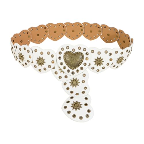 Ceinture cœur boucle disque en cuir PU réglable pour sublimer vos robes et jupes