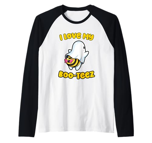 Amo a mis Boo-Tees | Linda Abeja Fantasma Halloween para Camiseta Manga Raglan