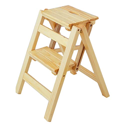 Escabeau pliable en bois 2 marches portable antidérapant chaise compacte pour usage domestique