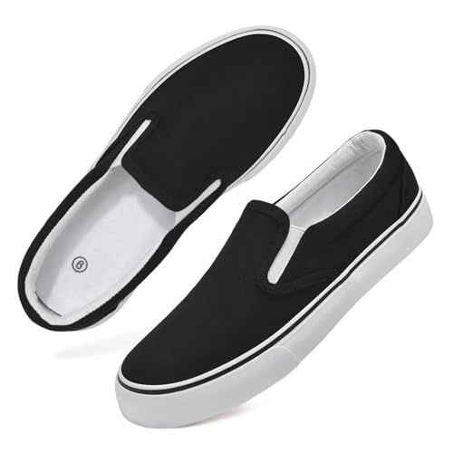 Women's Slip on Canvas Shoes Classic Casual Sneaker, Fashion Sneakers for Walking No Lace Travel Black