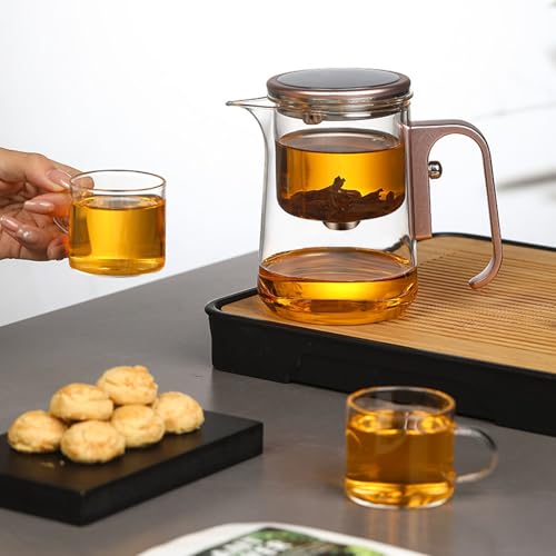AMONIDA Glass Tea Pot, 800ml Magnetic Water Separation Teapot with Strainer and Detachable Parts, for Home and Restaurant Champagne Gold - Image 9