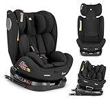 KikkaBoo Silla Coche Bebé Grupo 0 1 2 3 i-MOOVE 2, i-Size 40–150 cm con ISOFIX, 360° Giro, Reclinable, Reposacabezas Ajustable, Negro