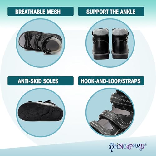 princepard Toddlers Orthopedic Sandals with Ankle and Arch Support,High-top Supportive SMO Shoes for Kids4