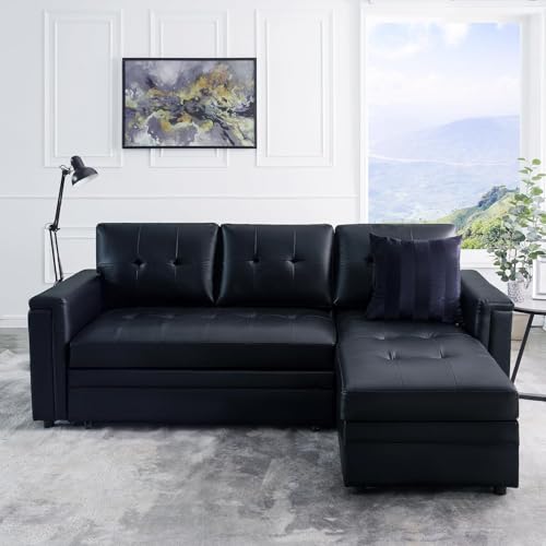 Naomi Home L-Shaped Sectional Sleeper Sofa USB Ports -