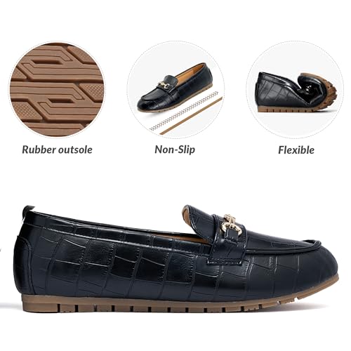 Image of BGSTGUDS Women's Wide Loafers Shoes Cute Dressy Shoes Ladies Comfort Slip Ons Work Shoes