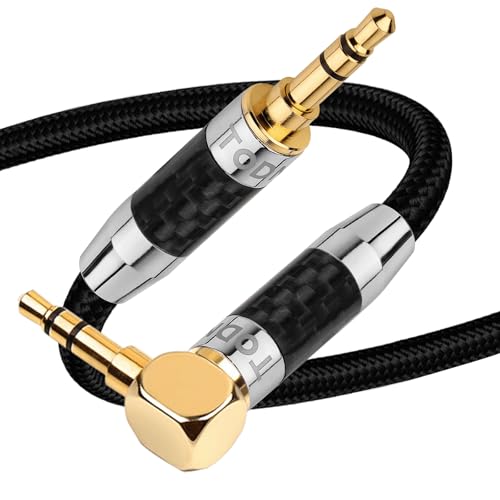 Image of TODN Hi-Fi AUX Cord, O-C-C Cores 3.5mm Audio Cable, Audiophile AUX to AUX Cable for Car /Stereo /Headphone /PC (6.5ft /2m, 90 Degree)