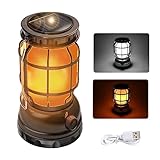 Batone LED ランタン USB充電式 ソーラー充電 高輝度 1000ルー 軽量 防水防滴仕様 キャンプランタン アウトドア 登山 夜釣り 防災 停電 緊急 非常用 (ブラック)