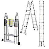 16.5FT Telescoping Ladder, Gimify Telescopic A-Frame Extension Ladder Aluminum Alloy Folding Ladder...