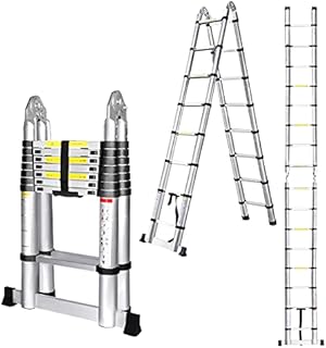 16.5FT Telescoping Ladder, Gimify Telescopic A-Frame Extension Ladder Aluminum Alloy Folding Ladder Portable Multi-Purpose for Indoor Outdoor Work, 330 lbs Capacity