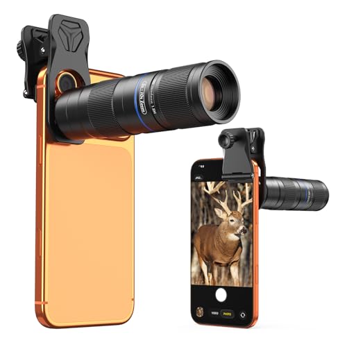 APEXEL Kompaktes 5x-10x Zoom-Teleobjektiv für Mobiltelefone mit Universalclip, Mehrfach Vergütetes Teleobjektiv, Geeignet für iPhone 17/16/15..., Samsung, Pixel und andere Smartphones,Schwarz