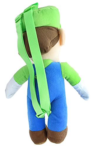 Nintendo Accessory Innovations Super Mario Luigi 17 Inch Plush Backpack, Green2