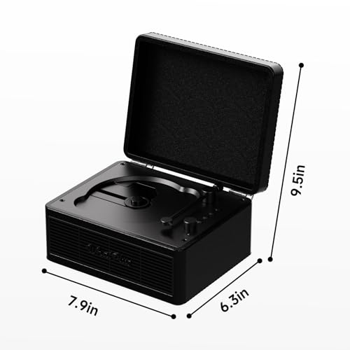 Image of CD Player with Bluetooth Speaker, High-Fidelity Sound, App-Controlled, Magnetic Display for Photos & Pins, Retro Desktop Music Player, Gift for Music Lovers (Black)