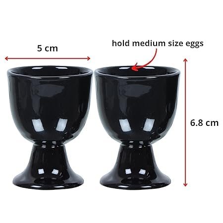 Image of Qimacplus Elevate Your Breakfast Experience Soft Boiled Egg Holder Set Stylish Ceramic Egg Cups Perfect Housewarming Gift Set of 2 (Black)