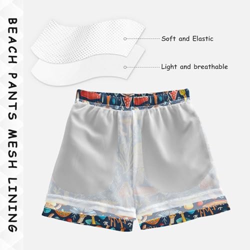 ALAZA Color Mushroom Coral Reef Boys Quick Dry Beach Board Shorts Kids Swim Trunks Bathing Suit Swimsuit4