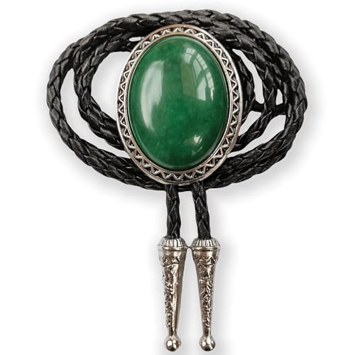 Image of Turquoise Agate Granite BOLO Tie for Men Women Leather Wedding Necklace Western Cowboy Necktie