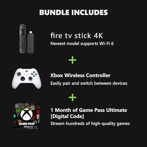 Xbox Wireless Controller (2025) Robot White + Fire TV Stick 4K + Xbox Game Pass Ultimate 1 Month - Gaming Bundle for Xbox, Windows, Mobile & Smart TVs - image 2