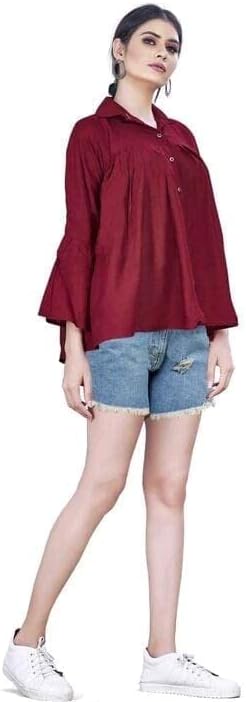 AKAR Women's Tops Heavy Rayon Fabric with Western Ware Beautiful Emapali Design (S, Maroon)