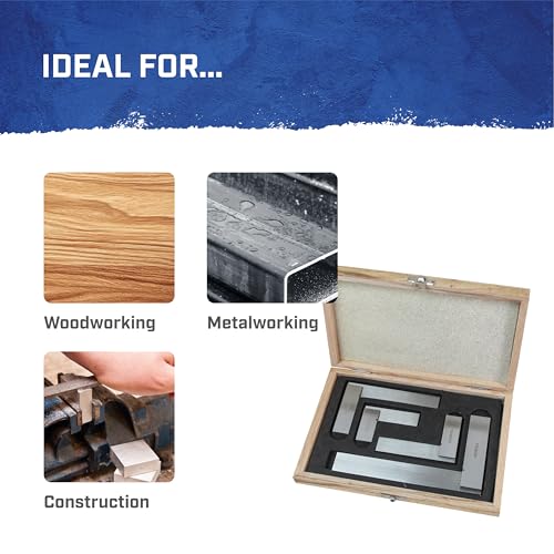 Faithfull Engineers Steel Try Square Set 4 Piece - 50,75,100,150mm (2in, 3in, 4in, 6in), Precision Ground, Hardened Steel Blade, Accurate Marking, Measuring & Layout Tools in Wooden Storage Case 6 Faithfull Engineers Steel Try Square Set 4 Piece - 50,75,100,150mm (2in, 3in, 4in, 6in), Precision Ground, Hardened Steel Blade, Accurate Marking, Measuring & Layout Tools in Wooden Storage Case - Image 6