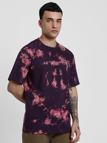 Image of Veirdo 100% Pure Cotton Round Neck Oversized Baggy Fit Drop Shoulder Cool & Cozy Tie & Dye Round Half Sleeve T-Shirt for Men (Sizes: S to 2XL)