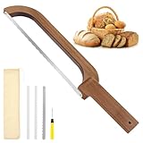 VAVPUP Sauerteig Brotschneider, Brotsäge mit Gezahnten Edelstahlklingen und Holzgriff,Brotmesser für Selbstgebackene,Baguettes,Bagels und Sandwiches,Kuchen(Stil 1)