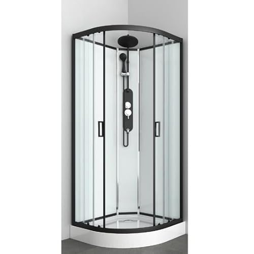 Bagno Italia Cabina de ducha hidromasaje 90 x 90 cm semicircular sin techo montaje rápido Quick Line