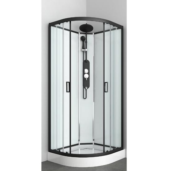 Bagno Italia Cabina de ducha hidromasaje 90 x 90 cm semicircular sin techo montaje rápido Quick Line