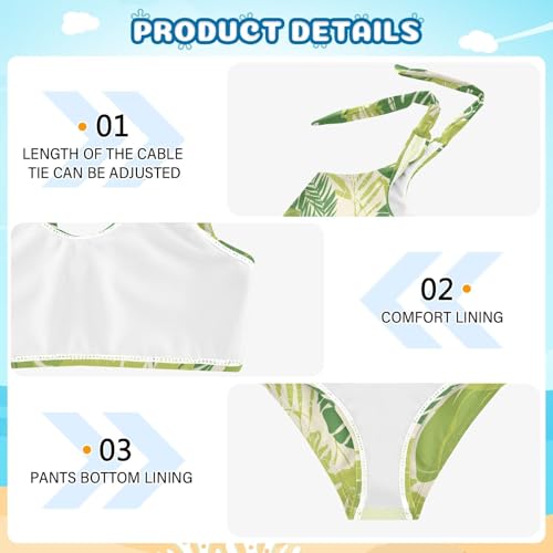Tropical Greens Leaves Girls' Two Piecing Kids Bikini Set Quick-Dry Swimsuit Swimwear Adjustable Strap4