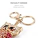TOPASION Cute Owl Rhinestone Keychain for Women Animal Key Chain Ring Charms for Purses (Pink A)