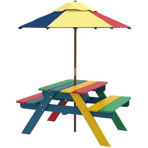 Outsunny Kids Picnic Table with Umbrella Cover