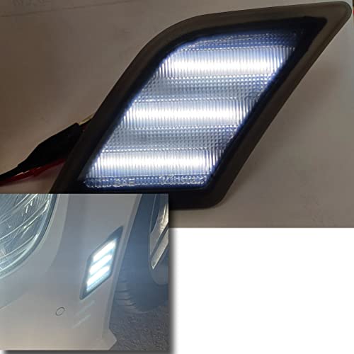 NJSBYL Smoke Lens White LED Front Side Marker Light Kits for 2008-2011 Mercedes Benz Pre-LCI W204 C250 C300 C350 & 2008-2013 C63 AMG & 2005-2007 SL66 AMG OEM Amber Side Marker Lamps Replacement