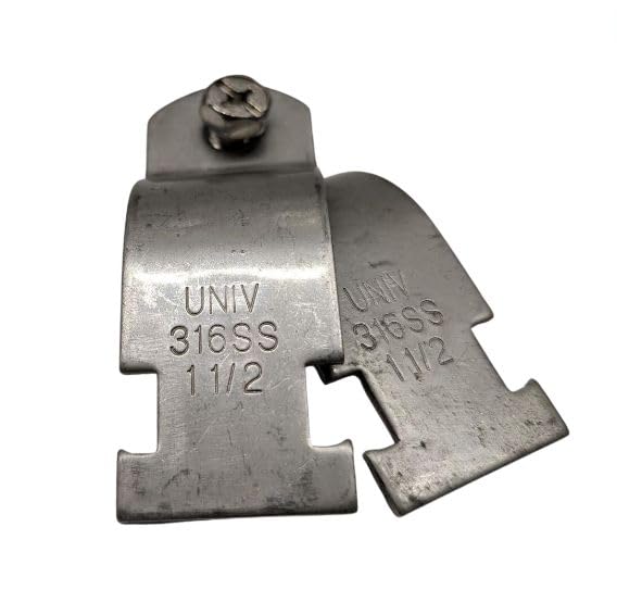 Stainless Steel Strut Straps (pipe clamps), 1-1/2" universal (1.740-1.900" O.D.) 1Pack