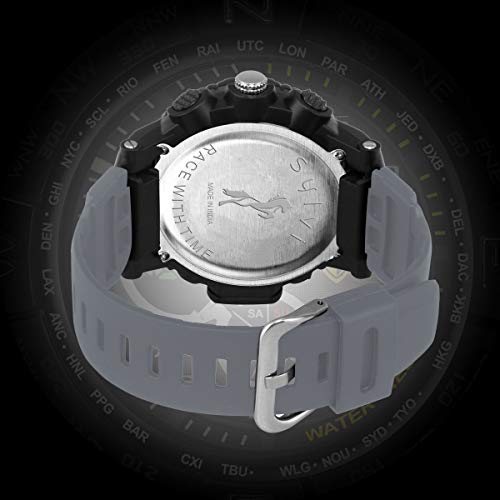 Buy Sylvi AnalogueDigital Stylish Black Dial Grey Rubber Strap Multi
