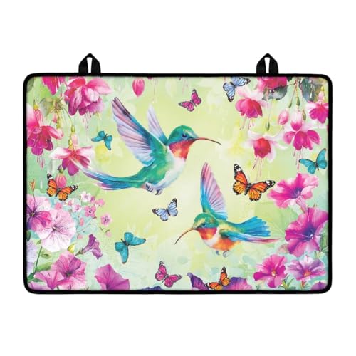 Image of Poceacles Stove Cover for Cooktop, Electric Stovetop Protector Cover Non-skid Multipurpose Induction Electric Stove Burner Mat Easy to Clean, Hummingbird Floral Butterfly Green