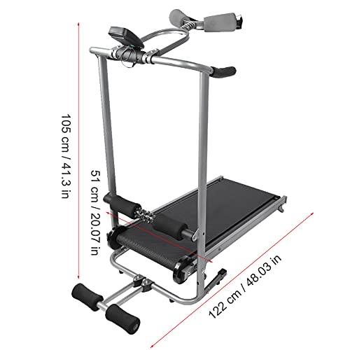 Image of Chrees Mini Folding Manual Treadmill Portable Indoor Fitness Workout Machine 2 Gear Incline Adjustable Height Armrest Shock Absorption Running Belt Exercise Equipment for Home Indoor