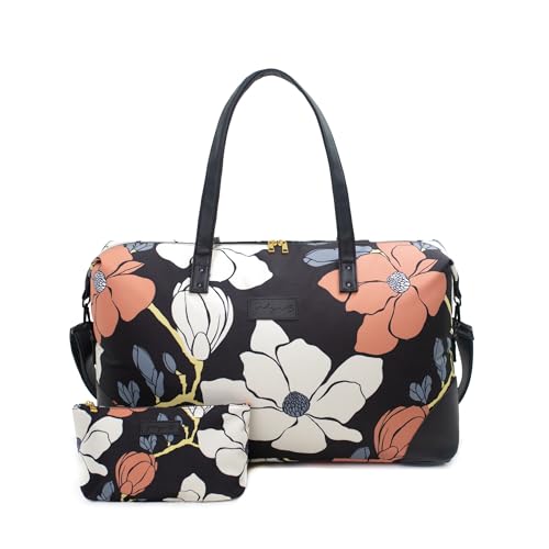 Jadyn Luna Women's Weekender Bag and Travel Duffel, Large 37 Liter Capacity (Magnolia Black)