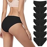 SIMIYA Damen Slip, 7er Pack Baumwolle niedrige Taille Unterhosen Taillenslip Unterwäsche, unsichtbar Panties Hipster Pantys Bikini Shorts (schwarz, L)