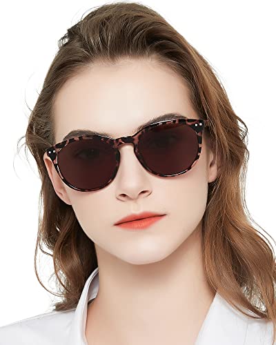 Image of MARE AZZURO Round Brown Sunglasses Readers 1.25+ Women Large Outdoor Sun Reading Glasses 1.0 1.25 1.5 1.75 2.0 2.25 2.5 2.75 3.0 3.5 4.0 (Leopard, 125)