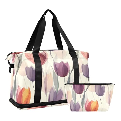 Large Travel duffel bag Luggage Weekender/Overnight duffel bag port Tote gym bag with Adjutable trap for Airplane Traveling Waterproof